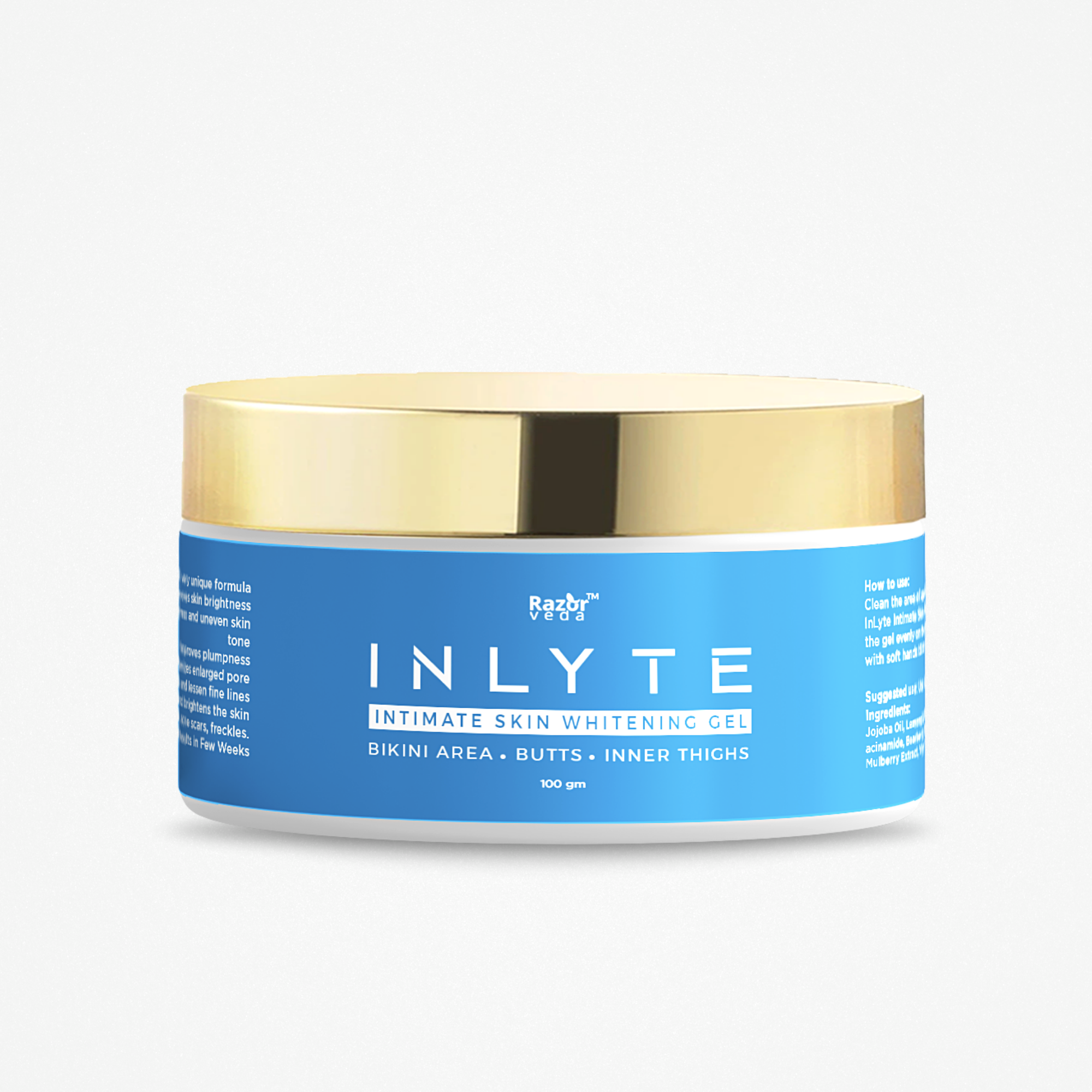 INLYTE Intimate Area Skin Whitening Gel for Dark Inner Thighs, Bikini Area, Underarms & Back Razorveda